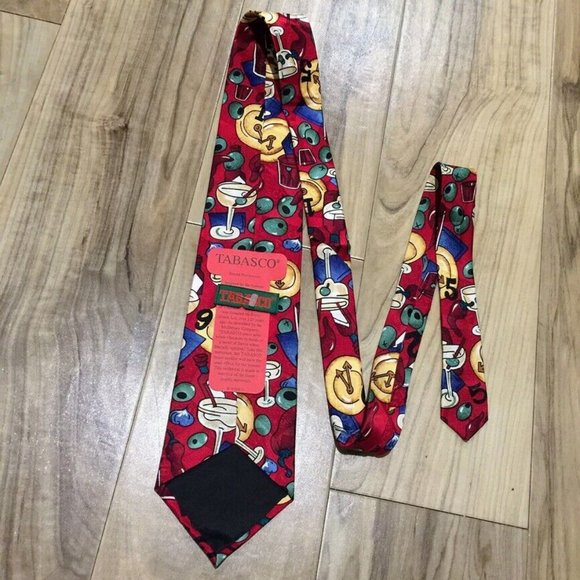 Nos Vintage TABASCO Necktie Happy Hour Cocktail Time Martini Olive Neck Tie 56" - Picture 6 of 7